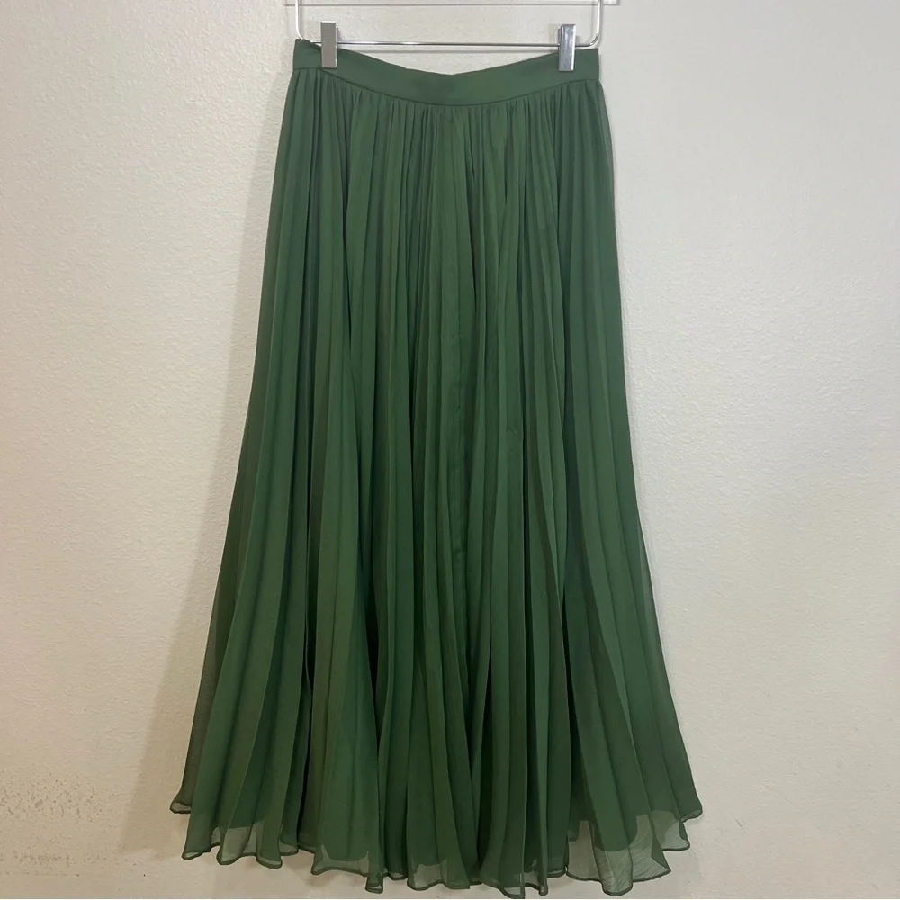 ANTHROPOLOGIE PANKAJ & NADHI pleated maxi skirt green - Picture 2 of 8
